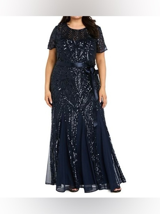 R&M Richards Dresses & Skirts - R&M Richards Embroidered Sequin Panel Godet Evening Gown Sz 14